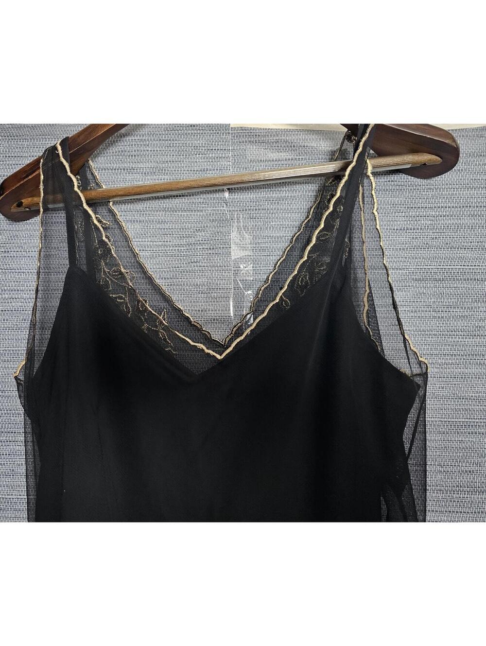 Newport News Dress Black Womens 12 Sheer Floral Embroidery - Picture 3 of 8
